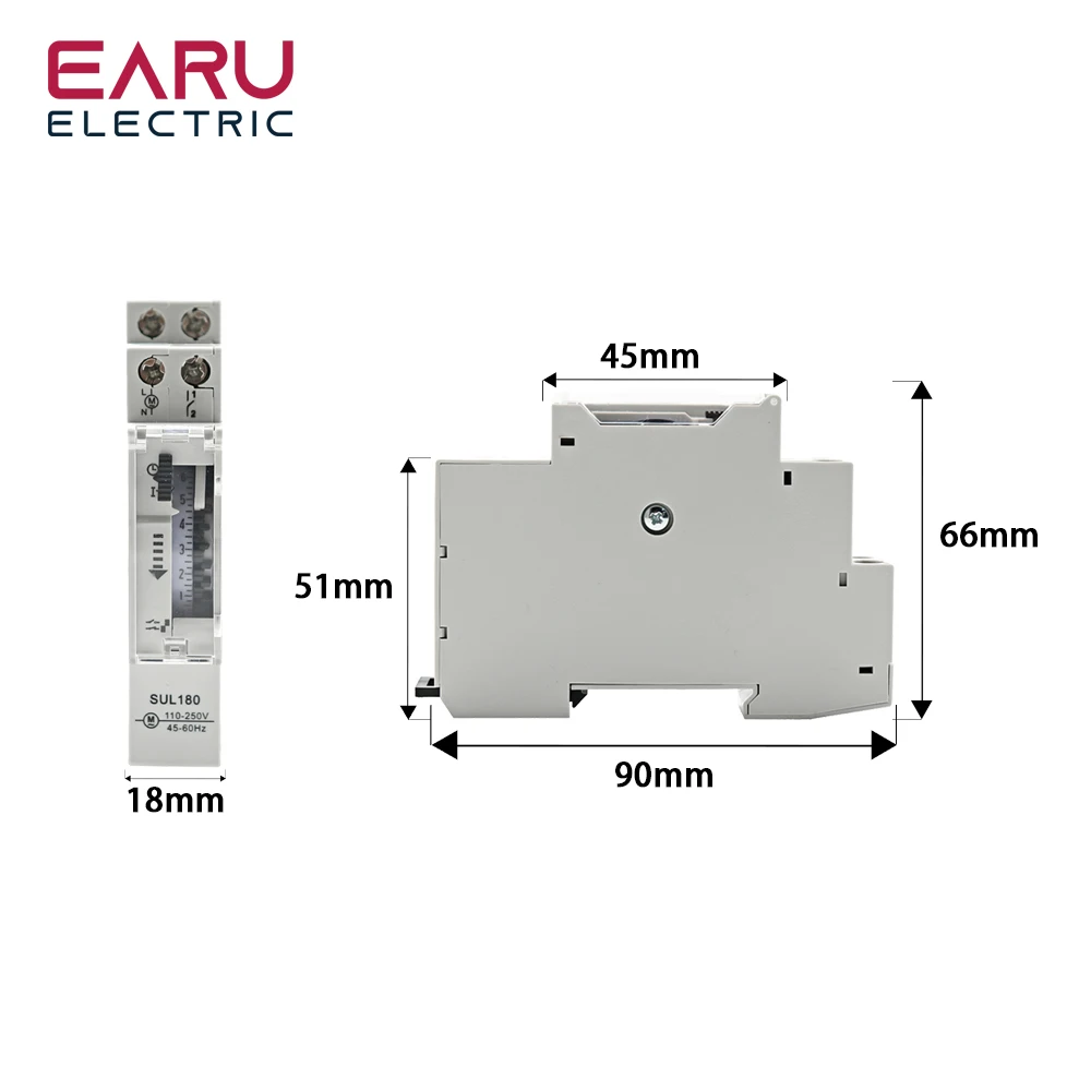 SUL180A 15 Minutes Mechanical Timer 24 Hours Programmable Din Rail Timer Time Switch Relay Measurement Analysis Instruments New