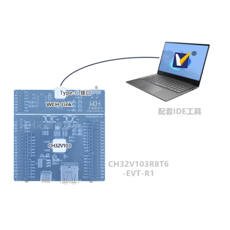 CH32V103R8T6-EVT-R1 Entwicklungsboard, On-Board WCH-Link Debugger CH32V103R8T6 Mikrocontroller-Evaluierungsboards