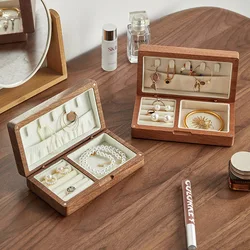Custom Initial Letter Jewelry Box Organiser Portable Storage Box Necklace Earrings Ring Travel Wood boxes