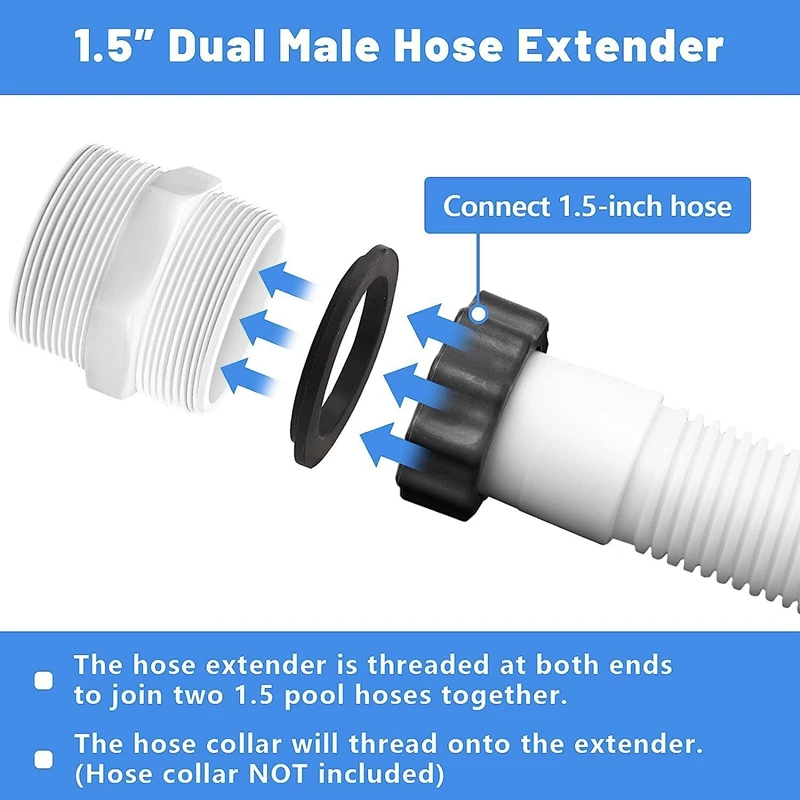 Переходник для шланга для бассейна 1,5 дюйма для шланга для насоса для бассейна Intex Coleman с кольцевыми прокладками, детали адаптера для шланга для бассейна