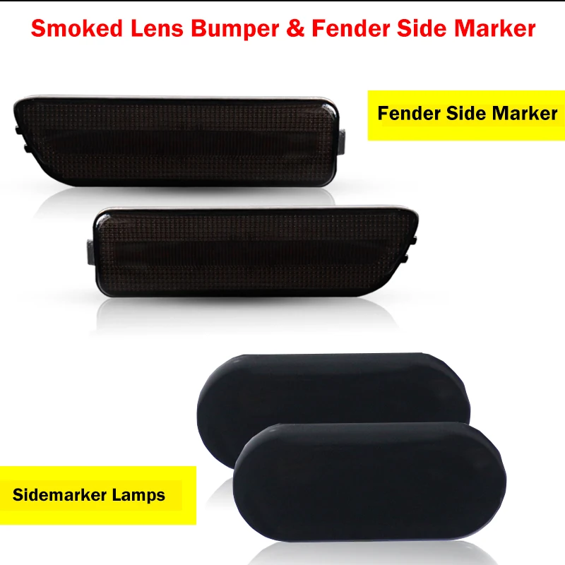 Smoked Lens Amber LED Front Bumper / Fender Side Marker Lights For 1999-2005 Volkswagen MKIV Golf MK4 GTI/R32 Gen4 Jetta Cabrio view 2