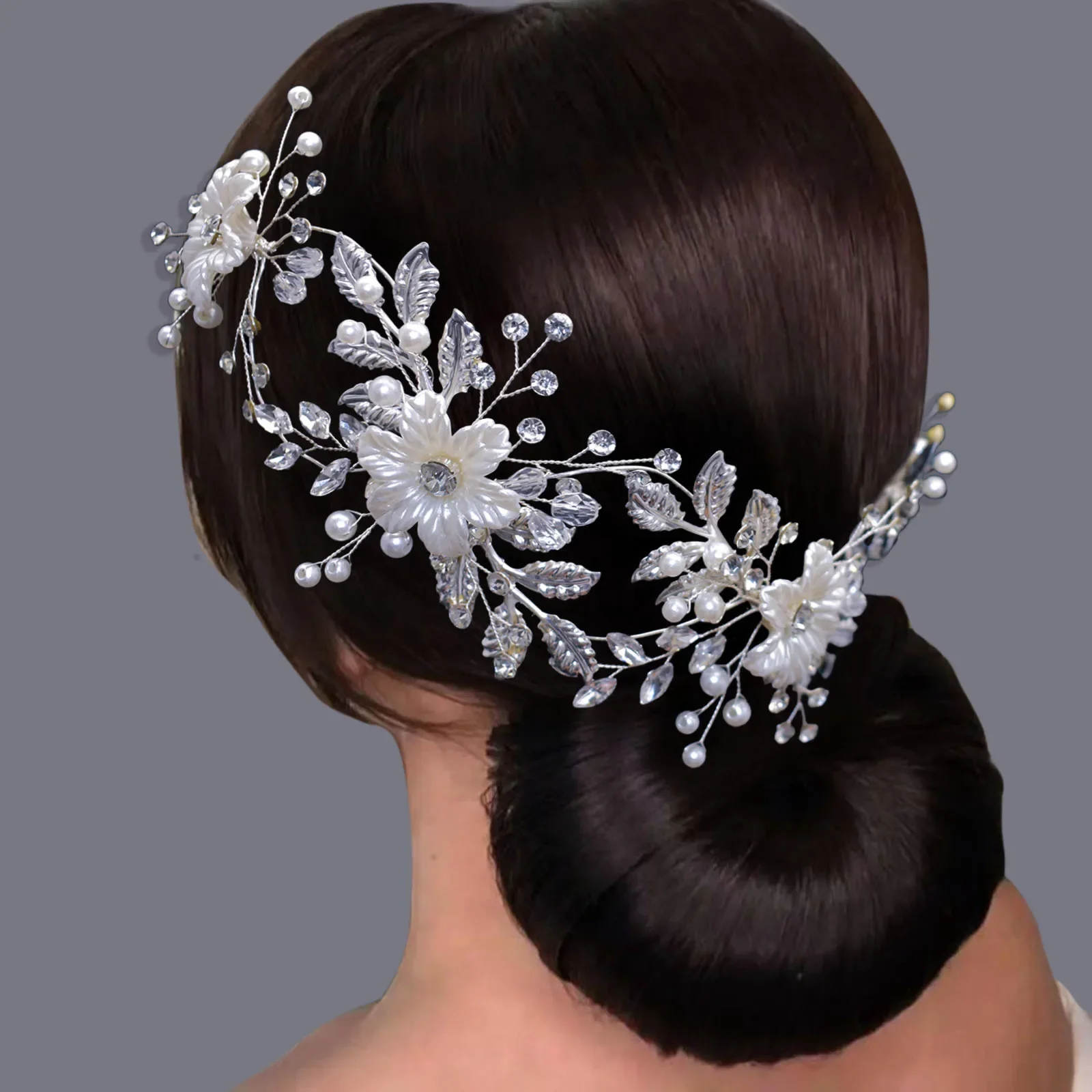 

Заколка для волос с хрустальным жемчугом, свадебный венок невесты, головной убор, повязка на голову с искусственным цветком, венки для фотографий, гирлянды, украшение для головного убора