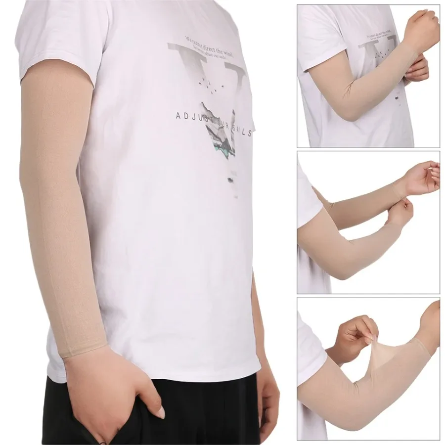 1pc Forearm Tattoo Cover Up Compression Sleeves Skin Color Concealer Cycling Sports Sun Protection Elastic Long Sleeves