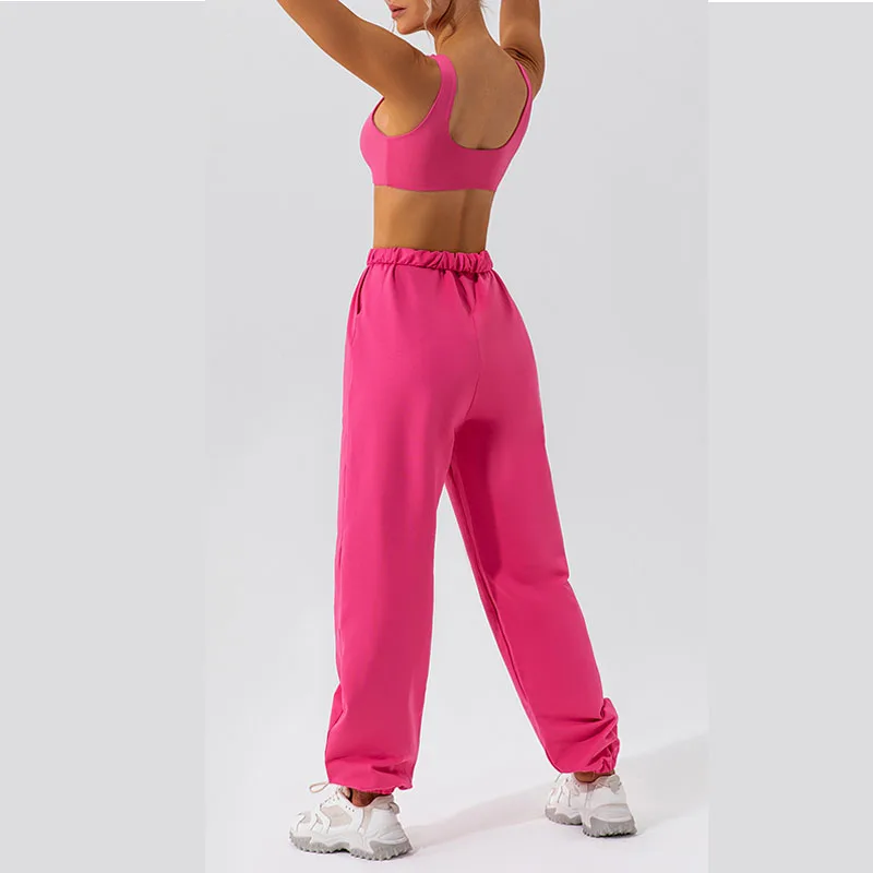 Neue Taille mit lockerer Passform sportliche Damen Outdoor lässig vielseitige Hose mit geradem Bein