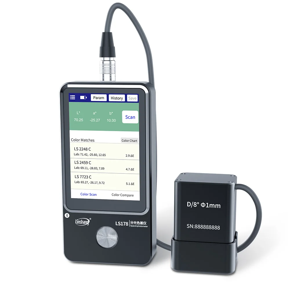 

LS178 D/8 1mm Measurement Area Spectrophotometer Spectral Curve Portable Colorimeter For Metal Plated Parts
