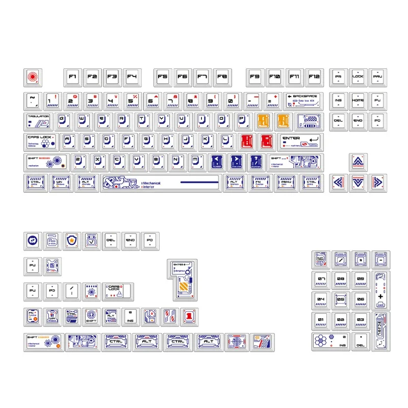 Tapa de teclado con tema de ciencia Blueprint, interruptor magnético personalizado PBT, perfil de cereza, Teclado mecánico para juegos, 136 teclas