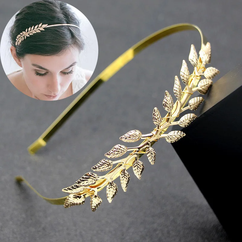 Fashion Gold Plated Metal Leaf Headband Hairband for Women Wedding Hair Accessories Tiara Elegant Leaves Head Piece