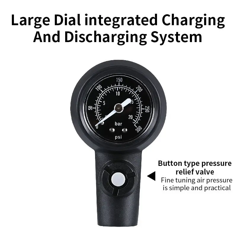 ESLNF 300PSI Bicycle Shock Pump Suspension Air Pump with Pressure Gauge for Schrader Presta Valve AV/FV Bike Fork Inflator HV/HP view 5