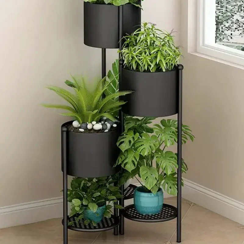 Metal Plant Stand 6 Tier 6 Potted Indoor Gold Flower Pot Stand Holder Shelf Foldable Decorative Display Rack for Multiple Plants