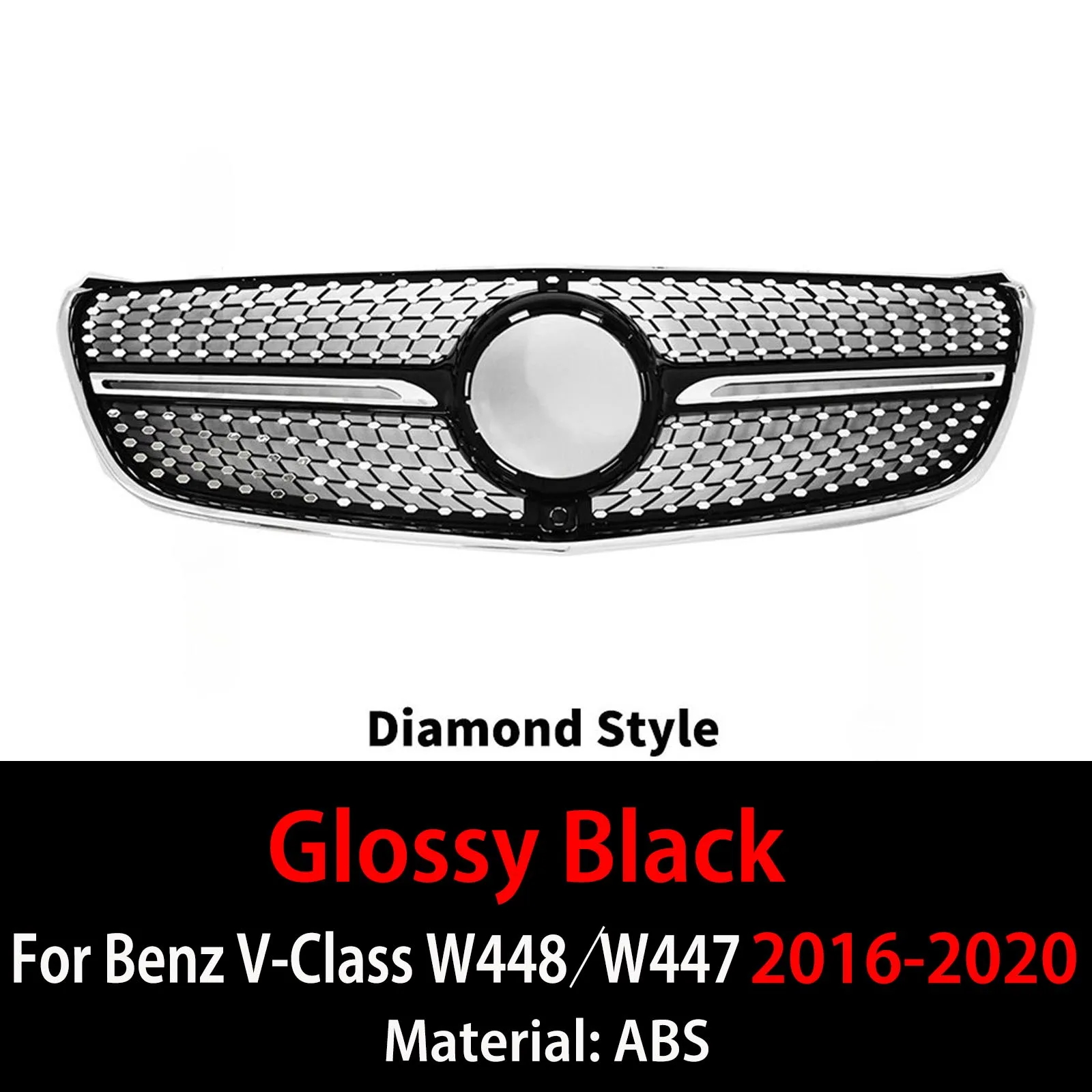Voor Mercedes Benz V Klasse Vito W448 W447 2015-2023 Midden Mesh Tuning Sport GT Diamant Stijl Voorinlaat Grille radiator Grill