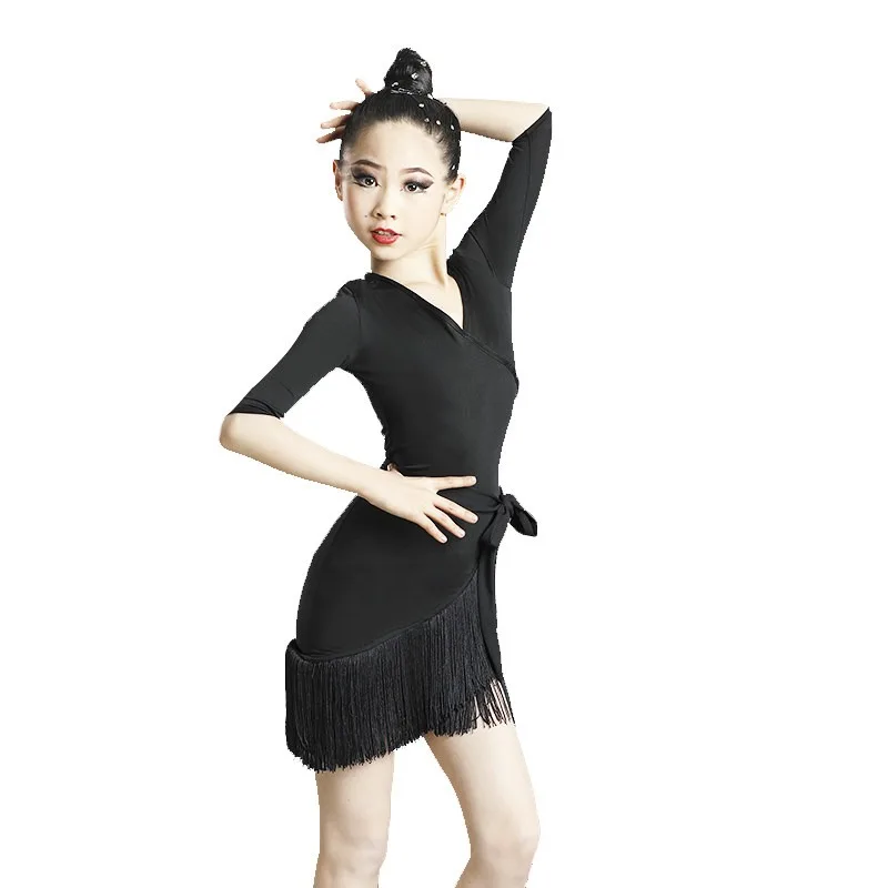 Black Latin Dance Dress New Premium Outfit Professional Competition Attire Stage Performance Daily Practice Training Dancewear