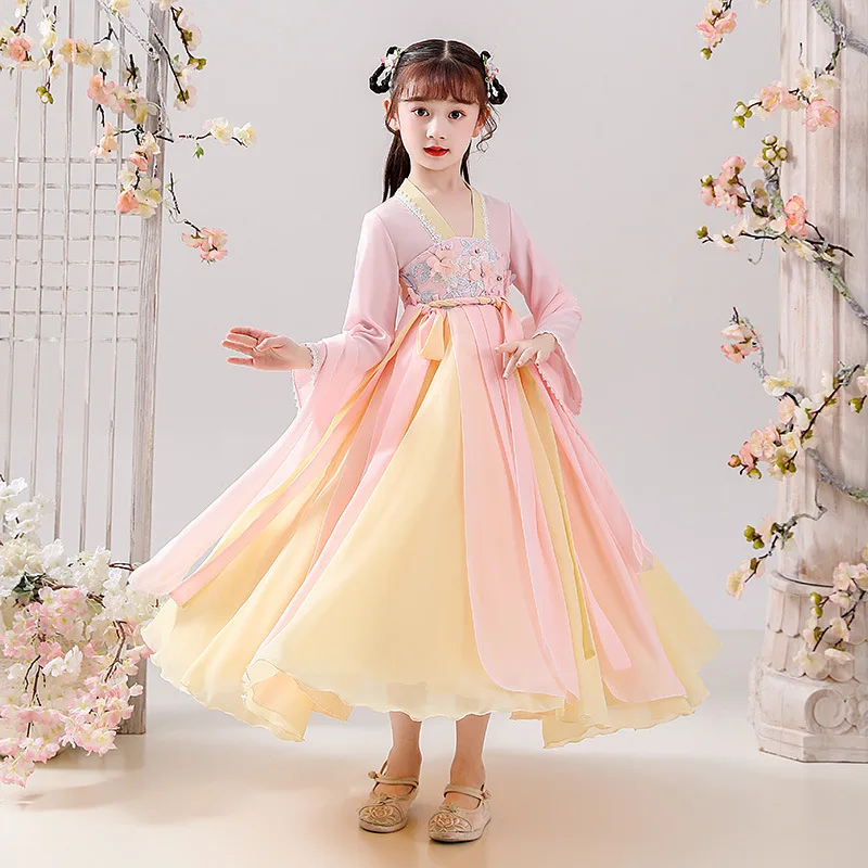 

National Tide Hanfu Girls Spring and Autumn Long Dresses Children's Autumn Princess Dress 2022 New Retro Ancient Dresses