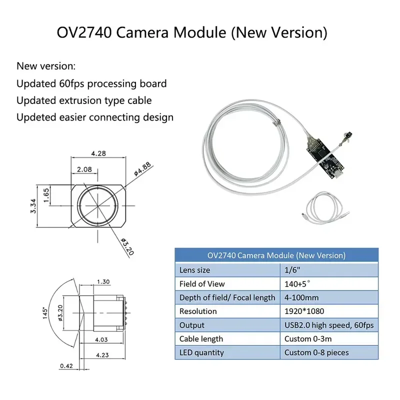 AP08 for Side Welding Camera Module with Image Board Ultra-Narrow OD Anti-Pull Stability for OV2740 1080P