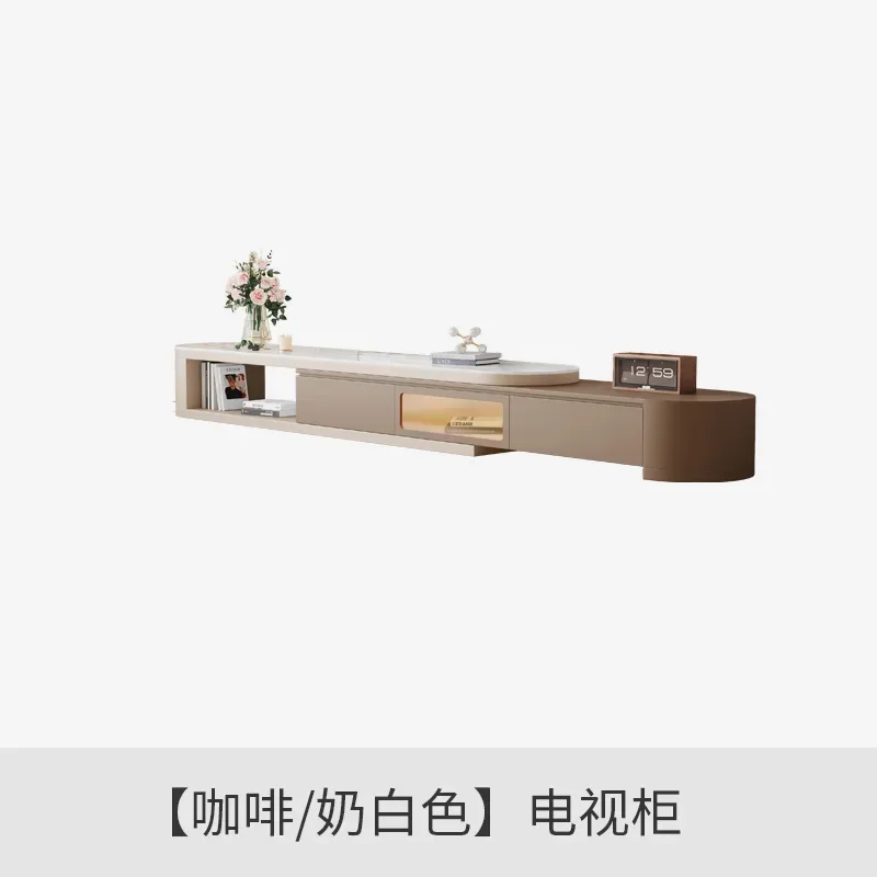 طاولة قهوة قابلة للسحب، خزانة تلفزيون، مزيج من الرياح الكريمية، غرفة المعيشة المنزلية، بلاطة صخرية