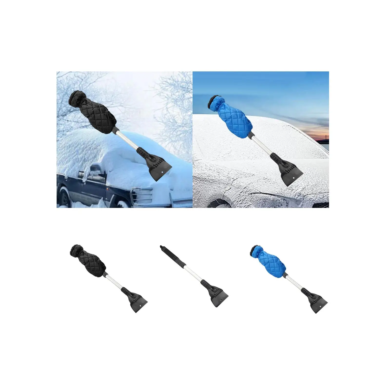 Extendable Car Windshield Ice Scraper with Glove Telescopic Adjustable 16-22inch for Cleaning The Vehicle Roof Versatile Sturdy