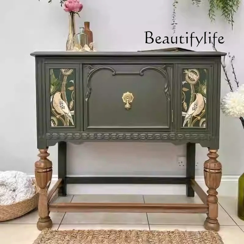 

French retro solid wood porch cabinet American home storage living room/decoration designer fashion