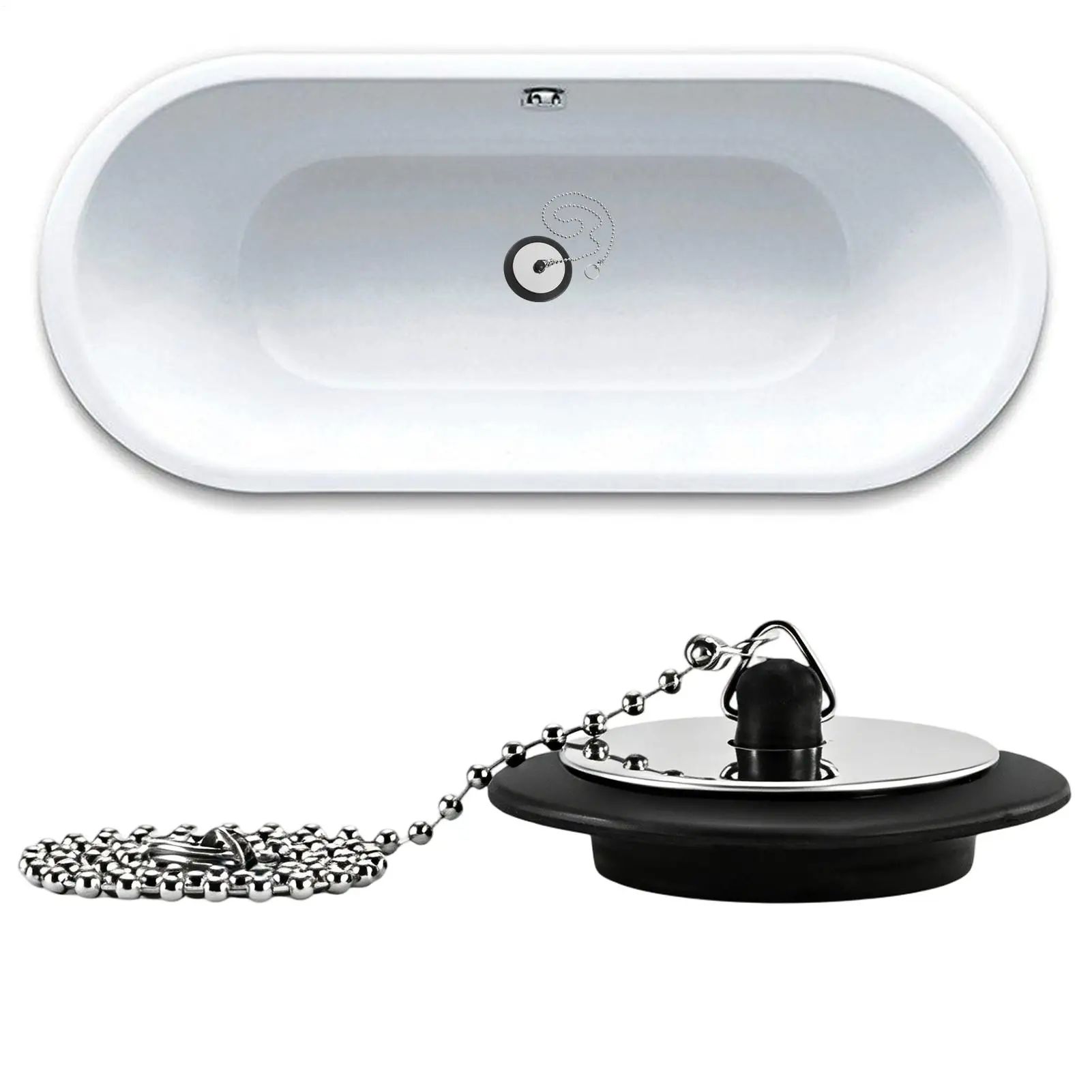 

Sink Drain Stopper Heavy-Duty Anti-Clogging With Chain Basin Sink Stopper Drain Cover For Hotel Rental House Vacation Home Dorm
