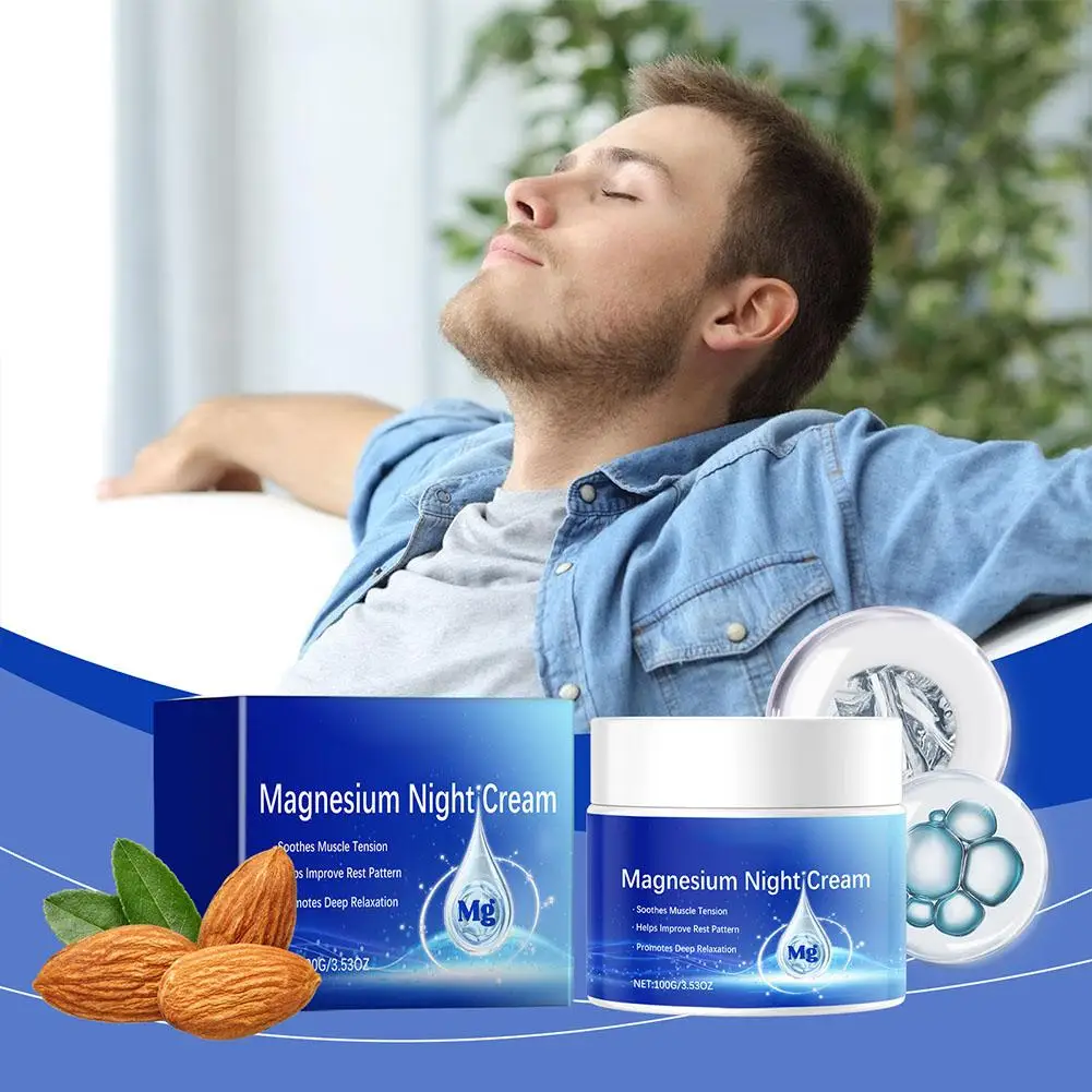 Magnesium Cream Non-GMO Relieve Muscle Soreness Smoothes&Softens Skin For Better Sleep Quality Relax Anxiety Z4J0