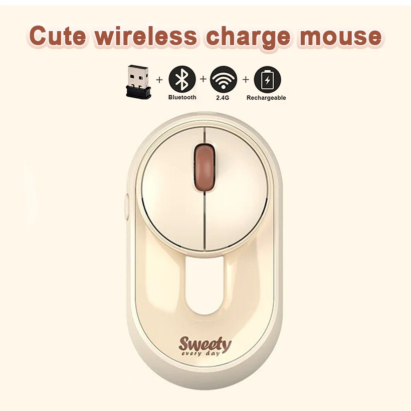 The new listing Cute Bluetooth 2.4G Mouse Doughnut Design Cartoon Mause Rechargeable Creative Mice for Tablets Laptop IPad Gift