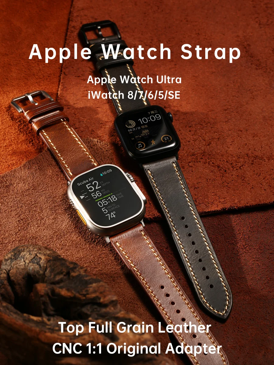 Maikes Luxury Leather Strap For Apple Watch Ultra 49mm 45mm 44mm 41mm 40mm Apple Watch Band Accessories Bracelet Watchbands