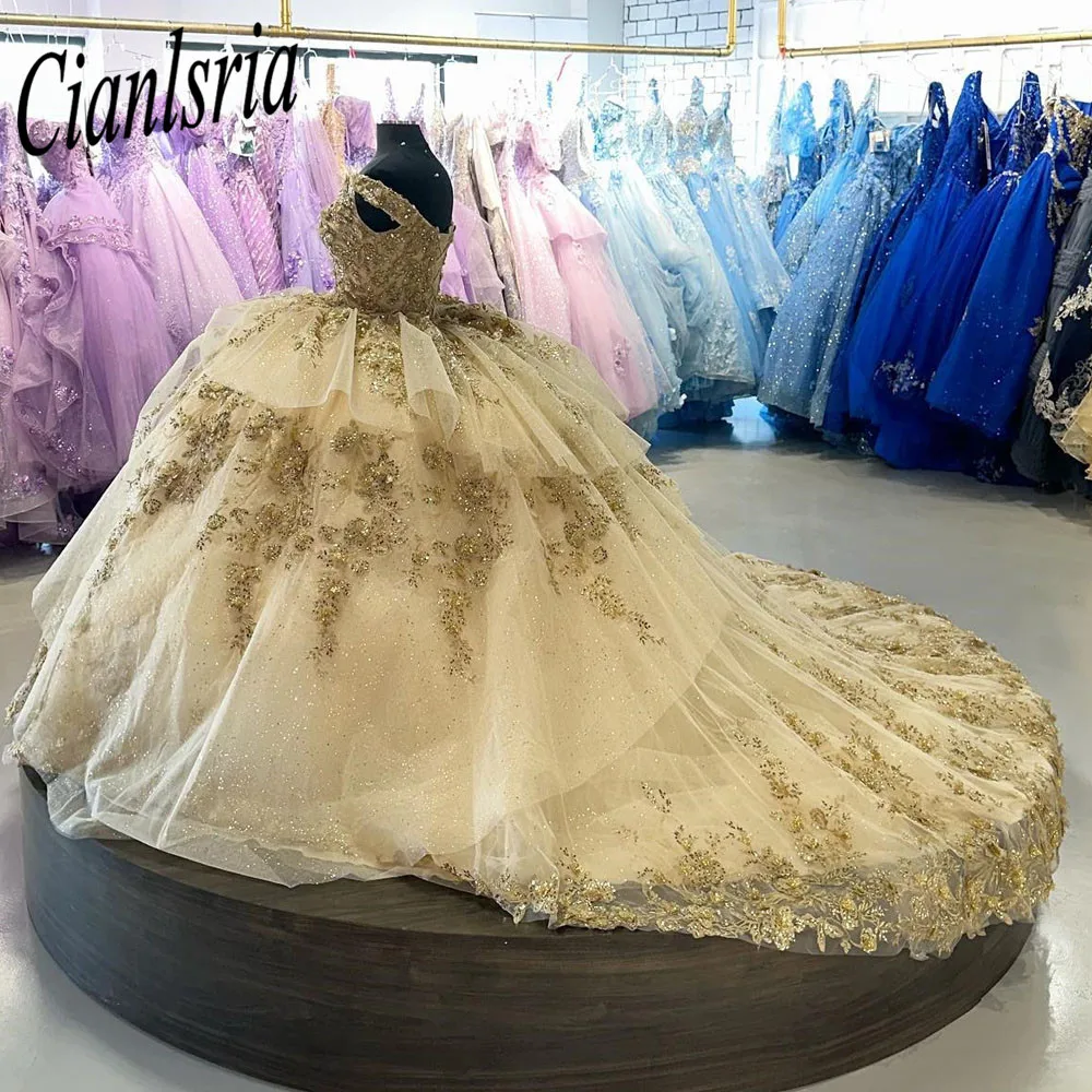 2023 Sonhando Floral 3D Flores Quinceanera Vestidos Prom Dress V-neck Flor Correias Frisado Espartilho Voltar Doce 15 16 Vestido De Meninas