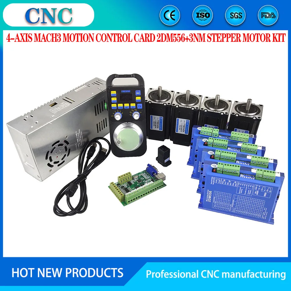 MACH3 cnc kit 5-axis motion control card JMC2dm556 nema23 3NM stepper motor digital display wireless handwheel MPG DC24V 10A