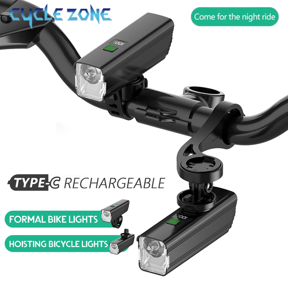 

Bike Lights Bicycle Front Lamp Type-C Rechargeable MTB Road Cycling Flashlight LED Night Safety Warning Lamp Bicycle Headlight