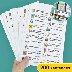 200 Family Daily Routines Bilingual Sentences Common Situational Early Education Sticker Labels for Kids Decoration Montessori