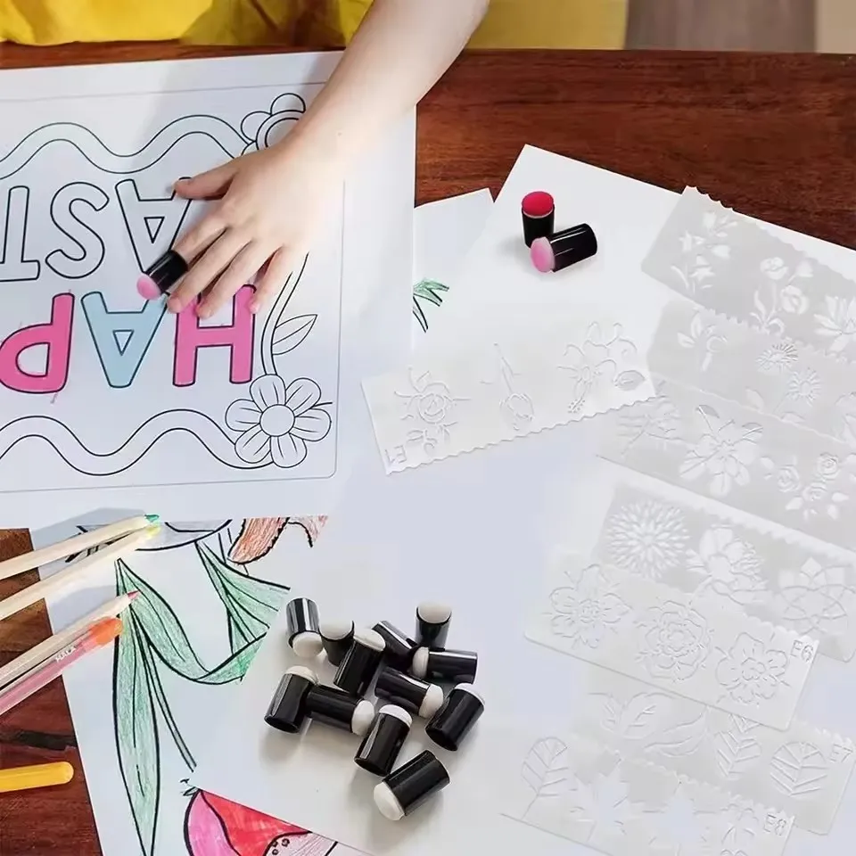 페인트 잉크 패드 스탬핑 분필 리본 아트 도구용 메이크업 핑거 스펀지 도포기 10개