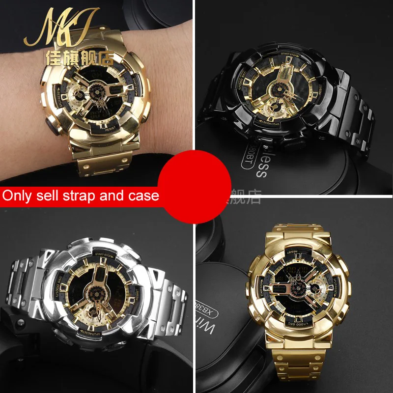 For Casio G-SHOCK GA-110/100/120/140 GD-120 High quality stainless steel Watch Strap case black golden silver watchband Bracelet