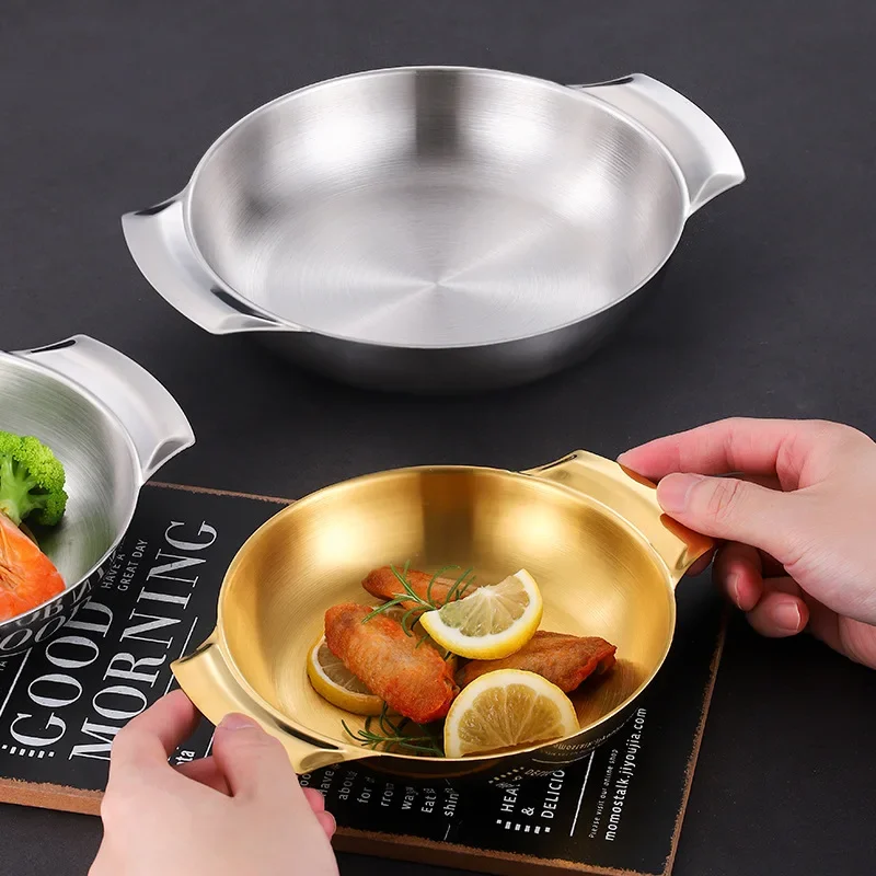 

Korean Stainless Steel Seafood Cooking Pots Double Ear Hot Pot Paella Ramen Pan Cookware Saucepan Non-Stick Stewpan for Kitchen