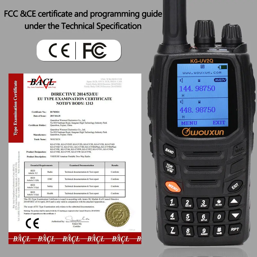 Original WouXun KG-UV2Q 8W 999CH Powerfrul 7 bandas/aire banda cruzada repetidor circuito clásico Walkie Talkie