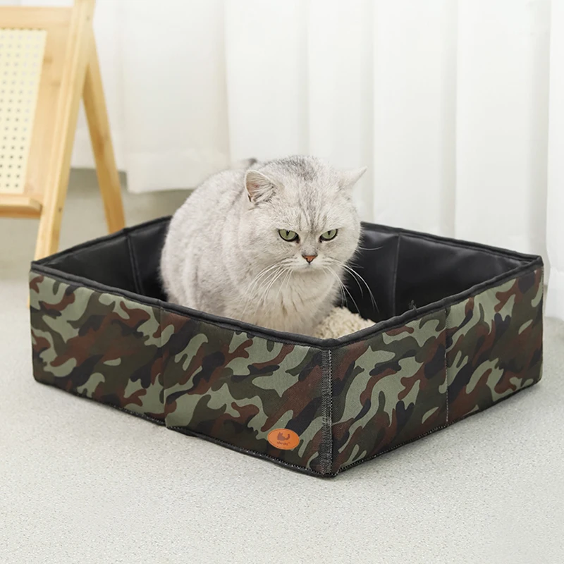 Faltbare Katzentoilette aus Oxford-Stoff, zusammenklappbare Katzentoilette, auslaufsicher, wasserdicht, für Haustiere, Kätzchen, Katzentoilette für Auto, Camping, Straßenausflug