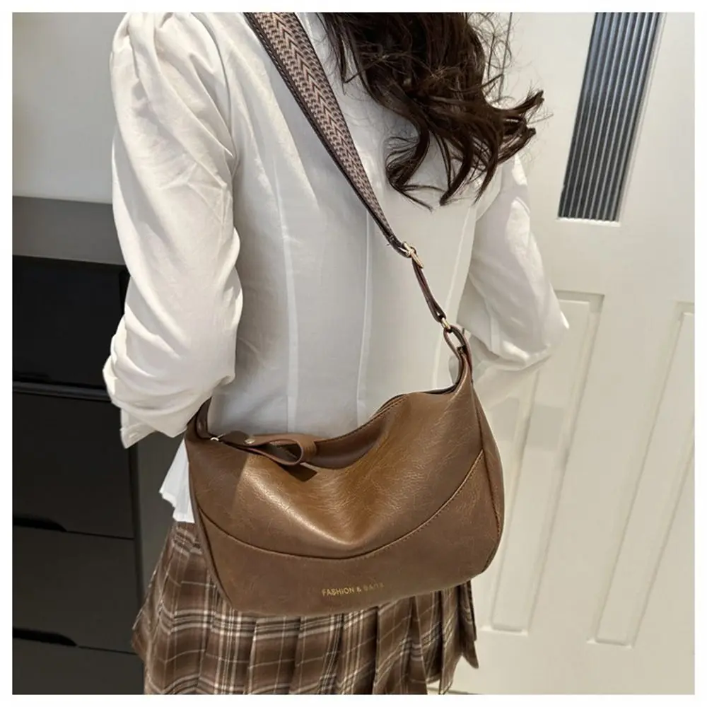 Fashion Women Girls Simple Large Capacity PU Shoulder Bags Solid Color Messenger Bags Crossbody Bags Ladies Handbags