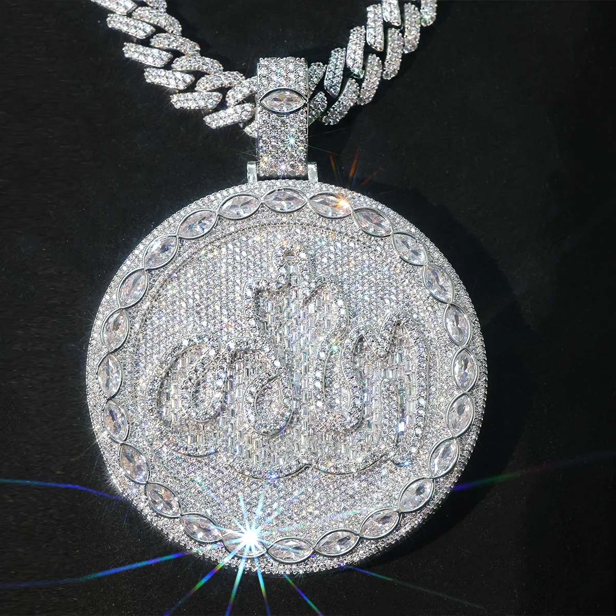 

Мужское ожерелье с подвеской OBEY, инкрустированной камнями, на цепочке Cuban Link, в стиле хип-хоп, с муассанитом S925, в стиле рэперского блеска, с фигурным шармом, для уличной моды