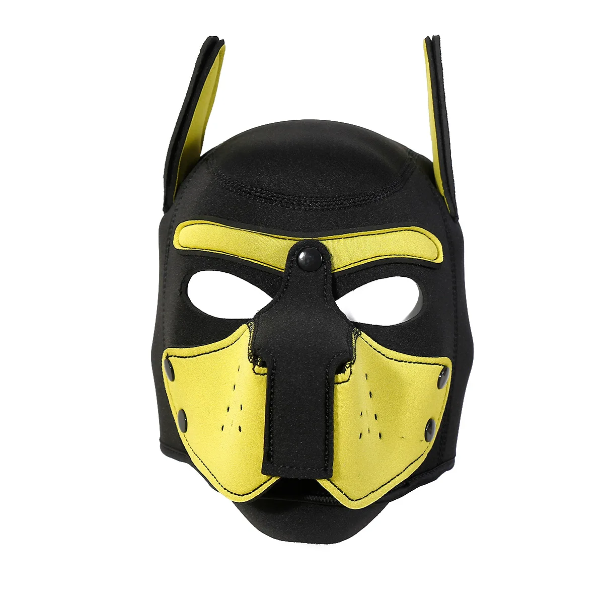 Fetish Puppy Cosplay Costumes of Latex Rubber Padded Dog Mask Full Head Hood Mask With Ears For Exotic Dog Role Play Games