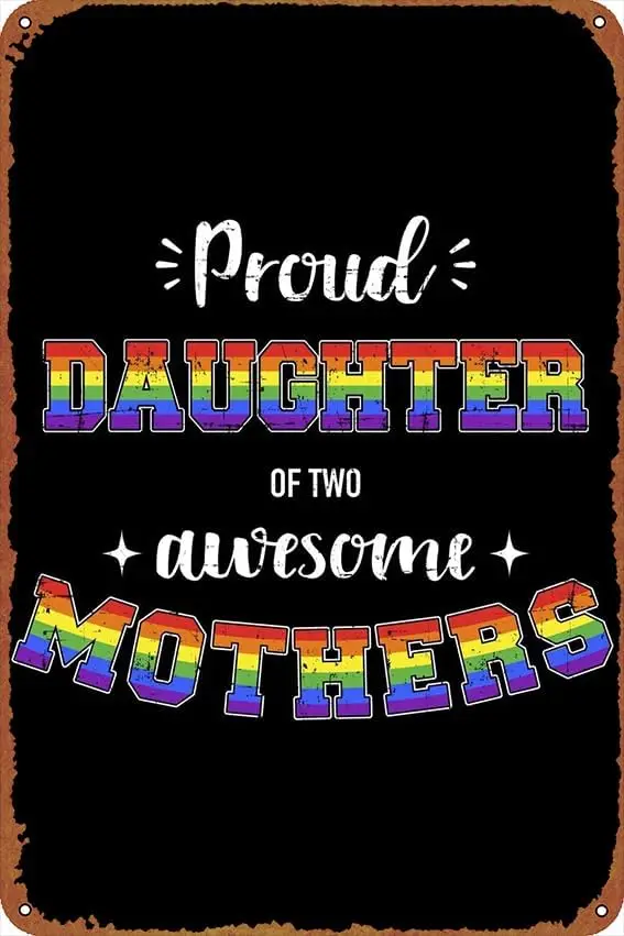 Proud daughter awesome les Poster Vintage Cute Metal Sign Gift Retro Novelty Cafe Store Garage Tin Signs8x12 Inch