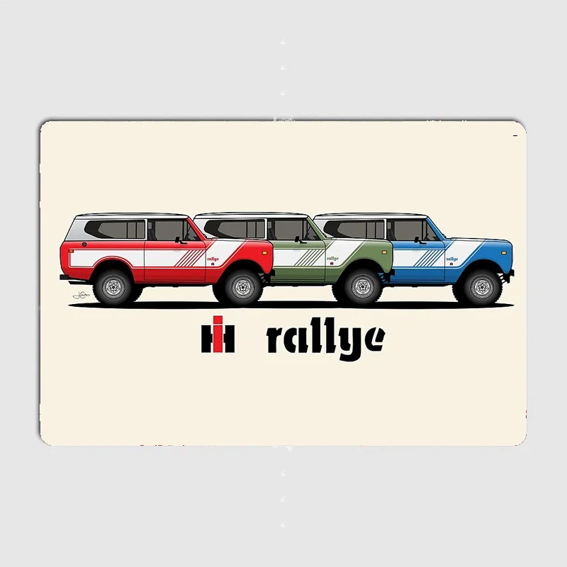 International Harvester Scout II Rally Colors Off Road Metal Sign Poster Garage Room Decoration Automobile Club Tin Home Decor