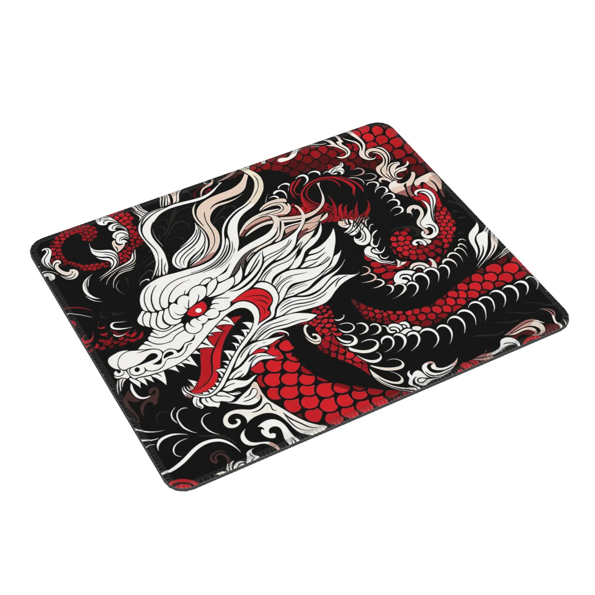 Красный, черный и белый традиционный китайский дракон. Коврик для мыши Компьютерная клавиатура Коврик для мыши Игровой ПК Коврик для ноутбука