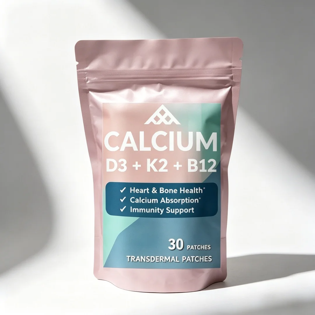 30 Patches Calcium Transdermal Patches For Women And Men With Vitamin D3 K2 For Heart, Bone & Body Defenses