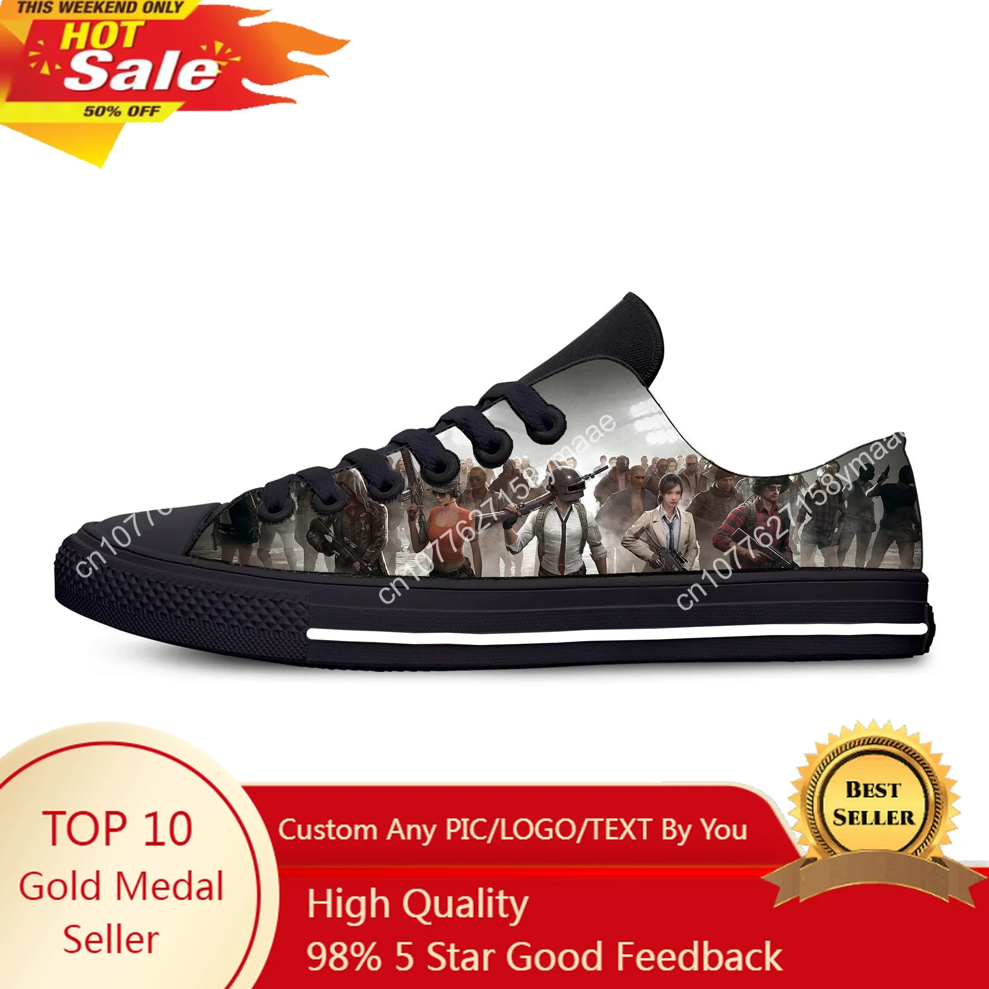 

PlayerUnknown's Battlegrounds PUBG Game Cartoon Casual Cloth Shoes Low Top Lightweight Breathable 3D Print Men Sneakers