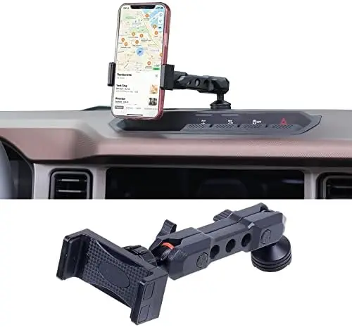 

Dash Phone Mount for Bronco 2/4 Door 2021-2026 | 360° Adjustable Aluminum Smartphone Holder | Black