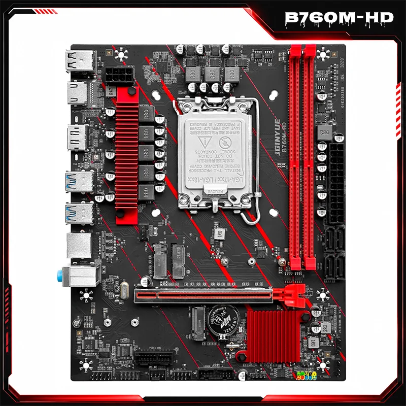 

JGINYUE B760M-HD M-ATX Motherboard Intel B760 Support 12Th 13Th Gen Intel Processor Dual Channel DDR4 Max 64GB Ram