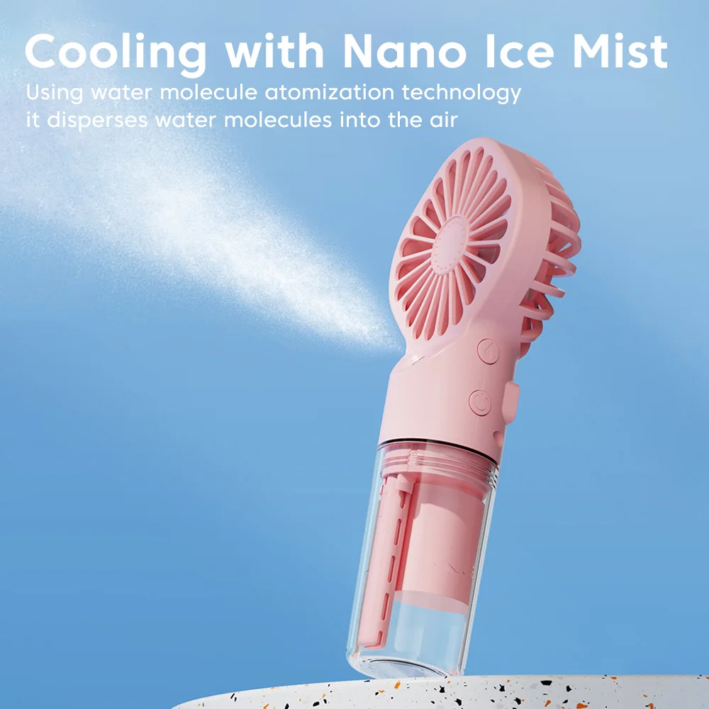 Portable Handheld Spray Fan Mini Humidifier Fan 4 Speeds Powerful Wind USB C Rechargeable Water Spray Mist Fan Outdoor Small Fan