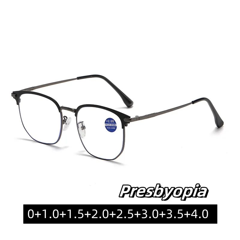 

New Anti Blue Light Business Reading Glasses Fashion Far Sight Eyeglasses Ultra Light High Definition Presbyopia Glasses To +4.0