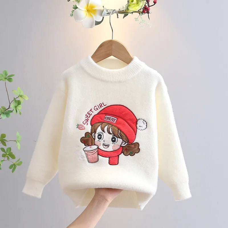 Girls Sweaters Baby Clothes Soft Smooth Material 3-11 Year Old Autumn Winter Cartoon Girl Children Knitted Sweater Child HY11171