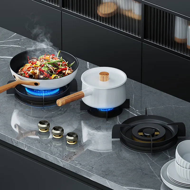 موقد كوارتز مدمج على سطح الطاولة، موقد غاز منزلي مخفي بثلاثة شعلات