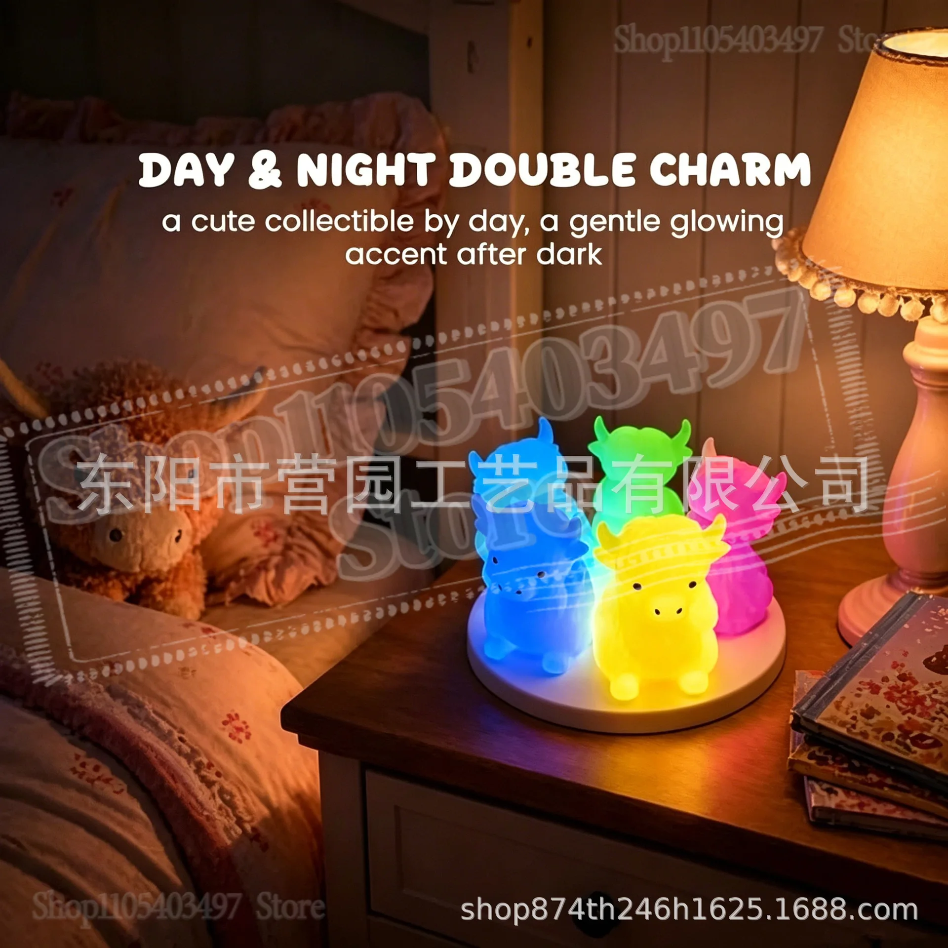 

Colorful Highland Cow Resin Night Light Luminous Animal Ornament for Home Decor