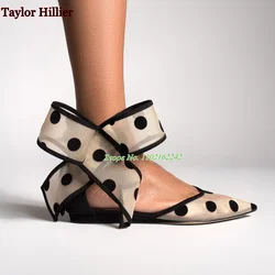 2024 New Spring Breathable Mesh Flat Shoes Pointed Toe Buckle Strap Bow Pumps Fashion  Casual Comfortable Flat Women'S Shoes 44