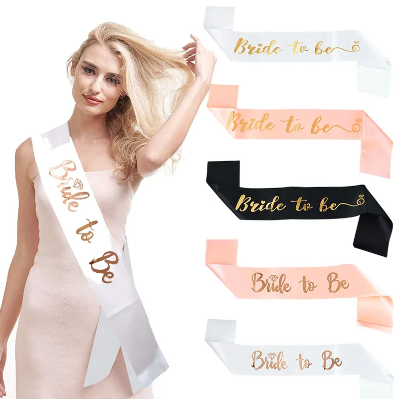 Wedding Decorations Bridal Shower Wedding Veil Bachelorette Party Satin Sash Tattoo Sticker Crown Headband Hen Party Decor Set